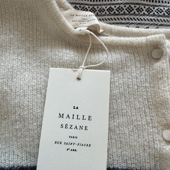 Sezane Gaspard ecru navy stripes size S NWT - Picture 3 of 6